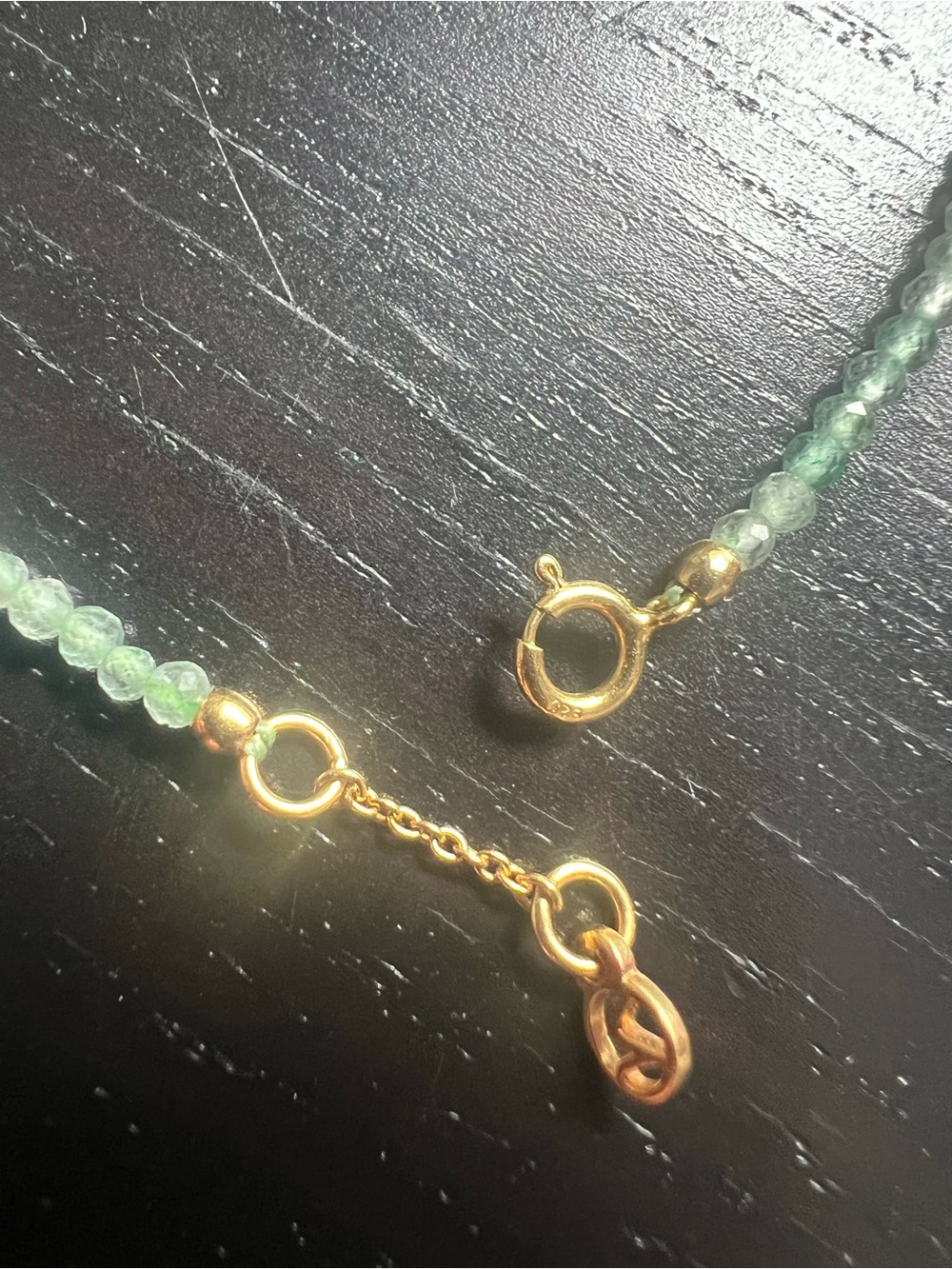 Aventurine Beaded Bracelet with 18K Gold Vermeil clasp and chain - Picture 4 of 4